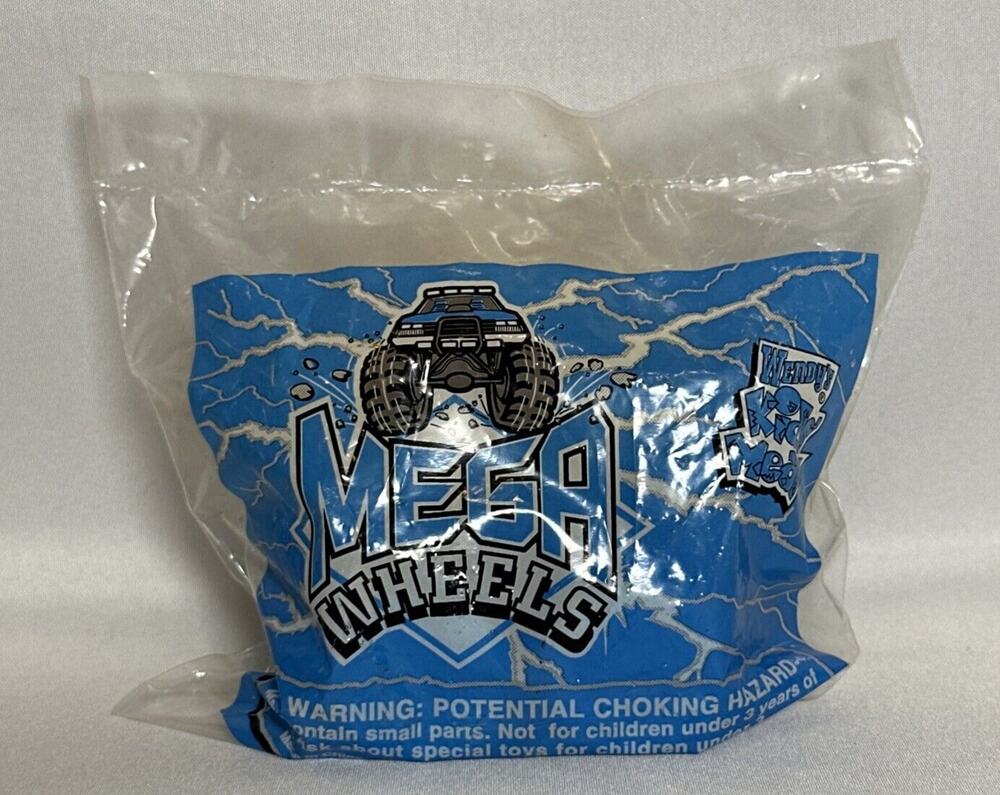 1995 Wendy's Mega Wheels Truck Black Yellow #5 Music Toy NIB Kids Meal Stickers